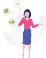 A girl order diet food for fitness. vector