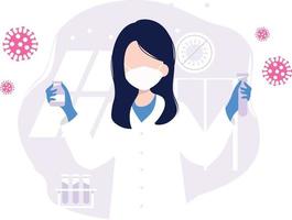 The doctor performing tests in the lab. vector