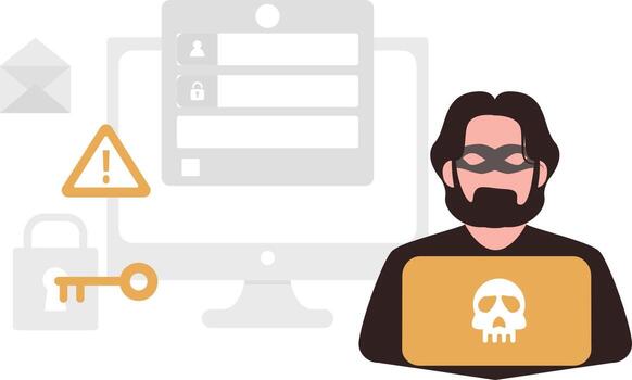 Hacker hack the data and information. vector