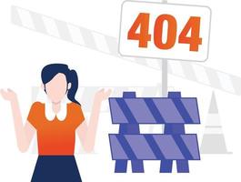 A girl standup near 404 block error . vector