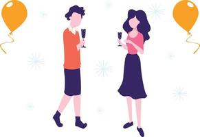 A boy and girl taking the wine ,enjoying the new year party. vector