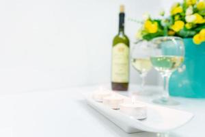 Glass of wine on table on wedding celebrations