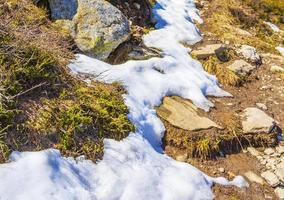 nieve y hielo en el panorama del paisaje de verano de noruega hemsedal. foto