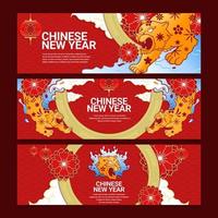 Happy Chinese New Year of Tiger Banner Set vector