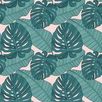 Abstract tropical palm  leaf seamless pattern background. Vector Illustration
