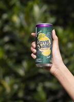 Jakarta, Indonesia, 2021 Hand holding Green Sands canned drink photo