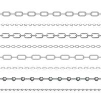 Naturalistic 3D Set of Chain of Silver and Steel Color. Vector Illustration