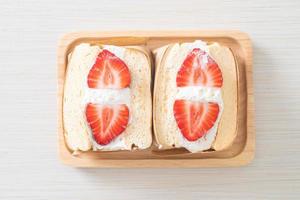 pancake sandwich strawberry fresh cream photo