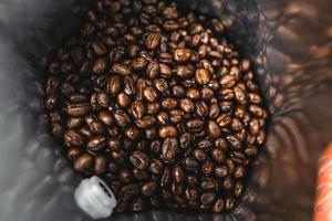 roasted coffee beans in bags photo