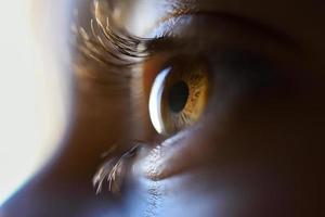 Close-up of beautiful little girl brown eye photo