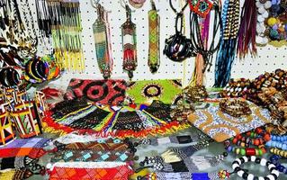 Colorful African bracelets, necklaces and jewelry, Cape Town. photo