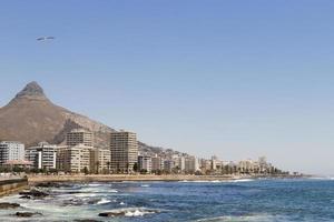 Waves and mountains, Sea Point, promenade Cape Town South Africa. photo