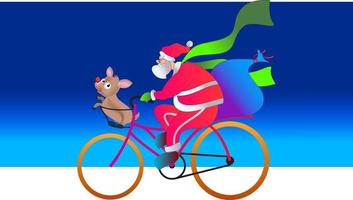 Cute Santa Claus Having a joy ride. Vector illustration