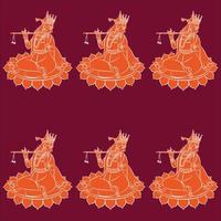 Lord Krishna and Lord Rama the Hindu gods, and their Sevika or servants playing the flute. sitting on a lotus. for textile printing, logo, wallpaper vector