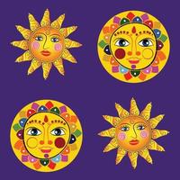 dios surya o sol en estilo pinguli de arte popular indio. para impresión textil, logo, papel pintado vector