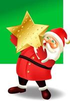 Cute Santa and star in flat style isolated on white background. Vector illustration