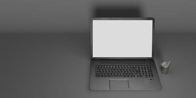 laptop computer with white screen and keyboard 3D illustration photo