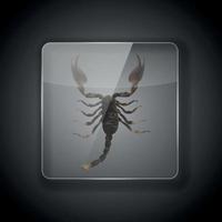 Glass Frame on dark Background with scorpion. Vector Illustration