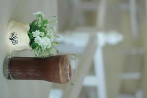 cold chocolate drink on table photo