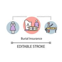 Burial insurance concept icon. Financial help with funeral. Family member loss. Monetary help idea thin line illustration. Vector isolated outline RGB color drawing. Editable stroke