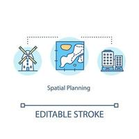 Spatial planning concept icon. Urban zoning idea thin line illustration. City sectors and regions. Town areas scheme and mapping. Vector isolated outline RGB color drawing. Editable stroke