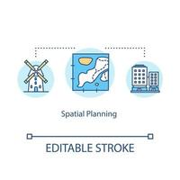 Spatial planning concept icon. Urban zoning idea thin line illustration. City sectors and regions. Town areas scheme and mapping. Vector isolated outline RGB color drawing. Editable stroke