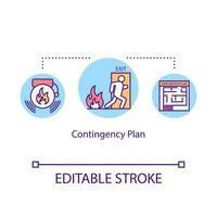 Contingency plan concept icon. Risk management idea thin line illustration. Evacuation plan. Crisis dealing. Emergency procedures and actions. Vector isolated outline RGB color drawing Editable stroke