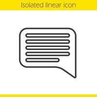 Chat bubble linear icon. Chat box thin line illustration. Dialog contour symbol. Vector isolated outline drawing