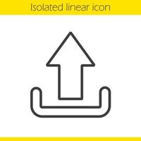 Upload arrow linear icon. Thin line illustration. Files uploading contour symbol. Vector isolated outline drawing