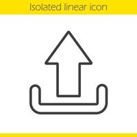 Upload arrow linear icon. Thin line illustration. Files uploading contour symbol. Vector isolated outline drawing