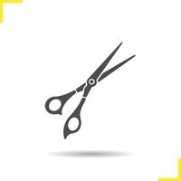 Scissors icon. Drop shadow silhouette symbol. Shears. Negative space. Vector isolated illustration