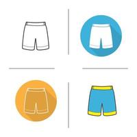 icono de pantalones cortos. diseño plano, estilos lineales y de color. bañador azul. ilustraciones vectoriales aisladas vector