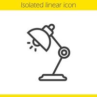 Table lamp linear icon. Thin line illustration. Desk lamp contour symbol. Vector isolated outline drawing