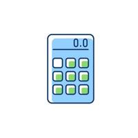 Calculator RGB color icon. Math operations performance. Portable electronic device. Hand-held tool for school. Mathematical calculations. Isolated vector illustration. Simple filled line drawing