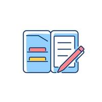 Portfolio folder RGB color icon. Keeping paper documents safely. Carrying papers and drawings in case. Keep office, school documents organized. Isolated vector illustration. Simple filled line drawing