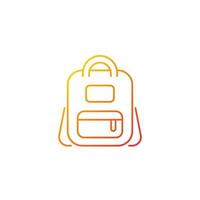 Schoolbag gradient linear vector icon. Bag for carrying books and stationery items. Backpack for school. Thin line color symbol. Modern style pictogram. Vector isolated outline drawing
