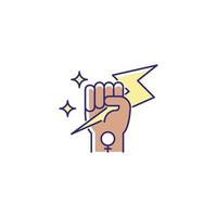 Woman power RGB color icon. Female energy. Enhance inner strength. Leadership in movement. Equal participation. Female authority. Woman leader. Isolated vector illustration. Simple filled line drawing