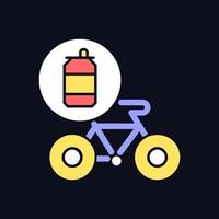 Bicycles made from steel cans RGB color icon for dark theme. Eco friendly manufacturing bikes. Isolated vector illustration on night mode background. Simple filled line drawing on black