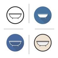 Bathtub icon. Flat design, linear and color styles. Bath isolated vector illustrations