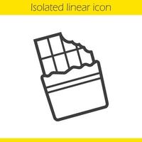 Bitten chocolate bar linear icon. Thin line illustration. Contour symbol. Vector isolated outline drawing