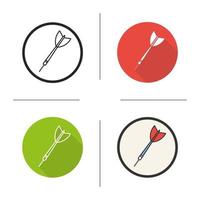 Darts arrow icon. Flat design, linear and color styles. Isolated vector illustrations
