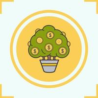 Money tree color icon. Vector isolated illustration