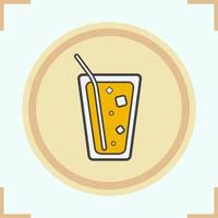 Lemonade with straw and bubbles color icon. Gin tonic glass. Soda vector isolated illustration