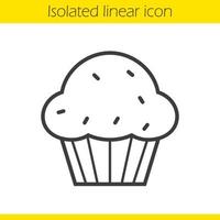 Cupcake linear icon. Thin line illustration. Muffin contour symbol. Vector isolated outline drawing