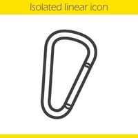 Carabiner linear icon. Thin line illustration. Karabiner contour symbol. Vector isolated outline drawing