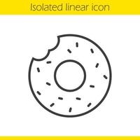 Doughnut linear icon. Thin line illustration. Donut with sprinkles contour symbol. Vector isolated outline drawing
