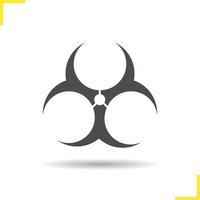 Biohazard symbol icon. Drop shadow silhouette symbol. Negative space. Vector isolated illustration