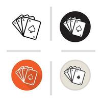 Poker ace quads icon. Flat design, linear and color styles. Playing cards deck. Casino logo isolated vector illustrations