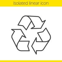 Recycle linear icon. Thin line illustration. Environment protection contour symbol. Vector isolated outline drawing