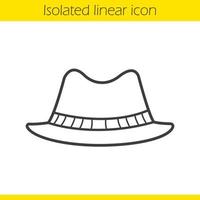 Men's hat linear icon. Homburg thin line illustration. Men's formal attire hat contour symbol. Vector isolated outline drawing